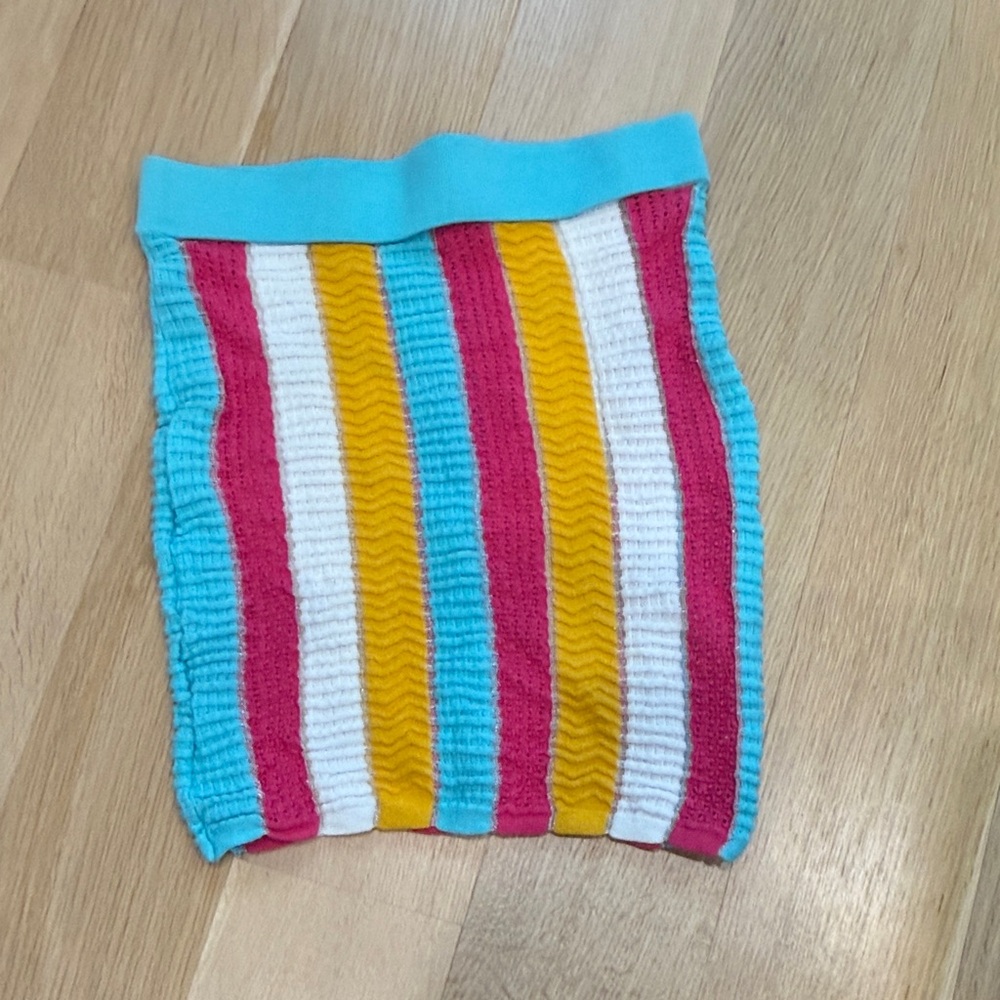 SOLID & STRIPED Kids Ribbed Stripe Skirt in Pink, Turquoise, White, Mustard